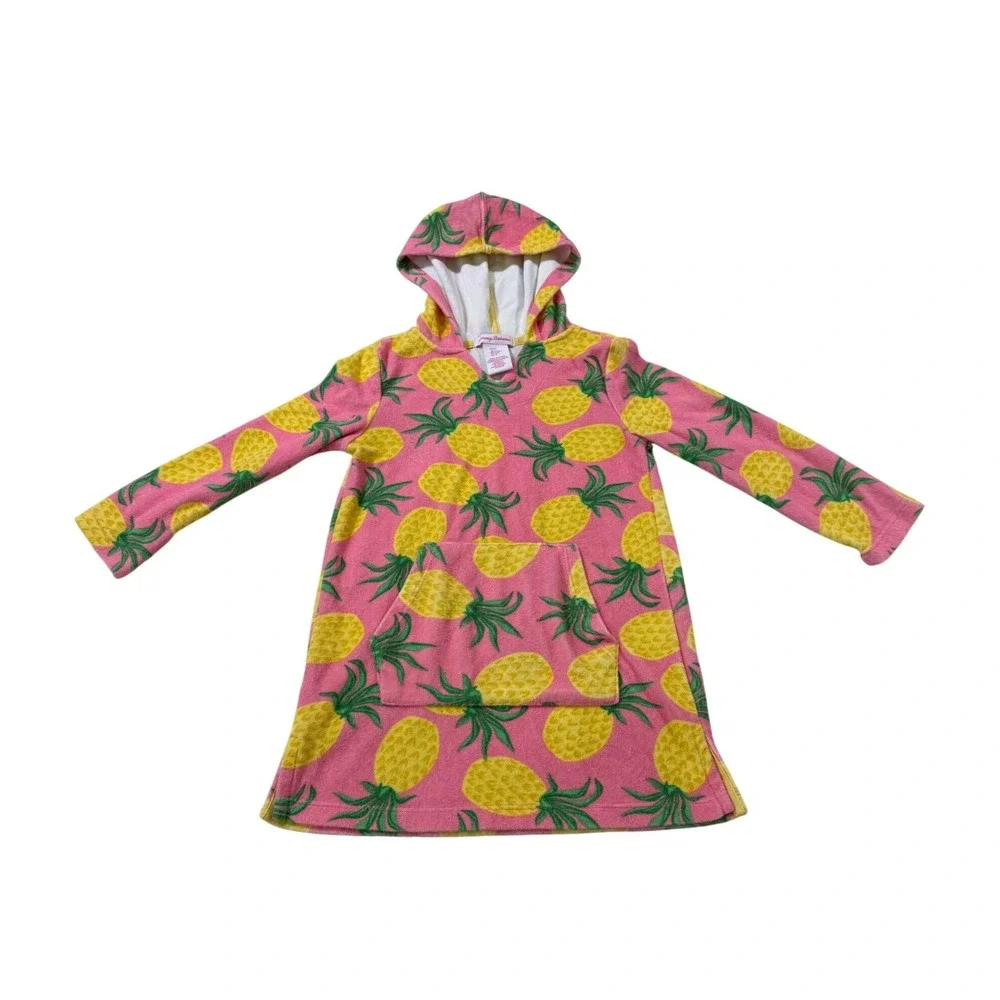 Tommy Bahama Pineapple Hooded Cover Up Dress 4T Pink Terry Cloth Swim Beach